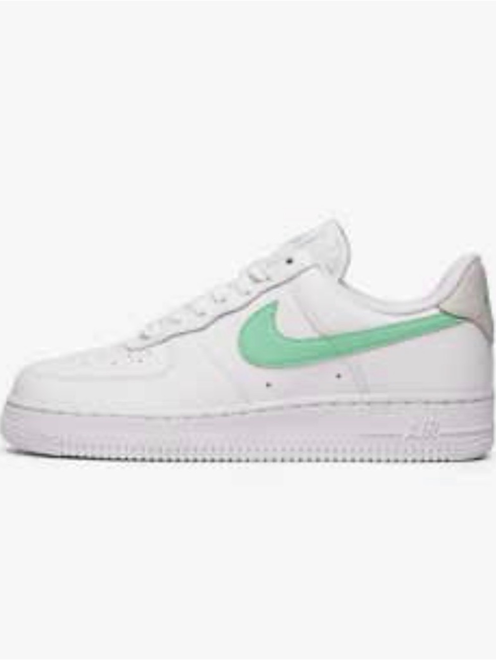 Nike Women's White AIR FORCE 1 07 SVD Sneakers with Mint Green Swoosh